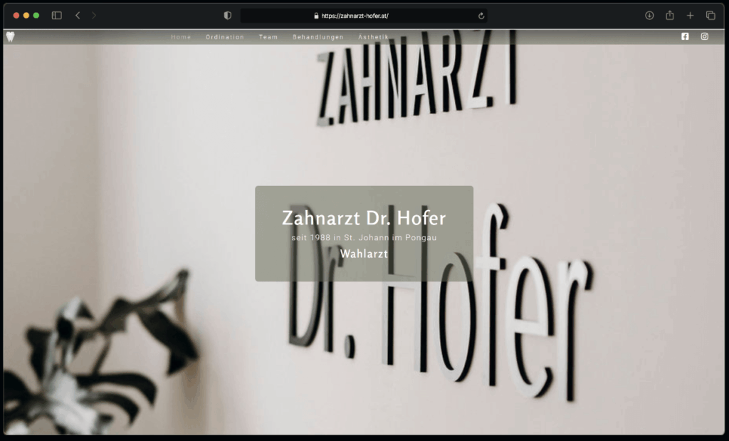 Referenz Website für Zahnarzt Praxis-Website in St. Johann im Pongau